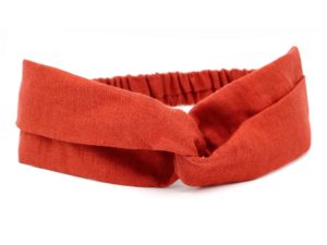  Le Coq en Pap' - Bandeau turban rouge rouille uni en lin