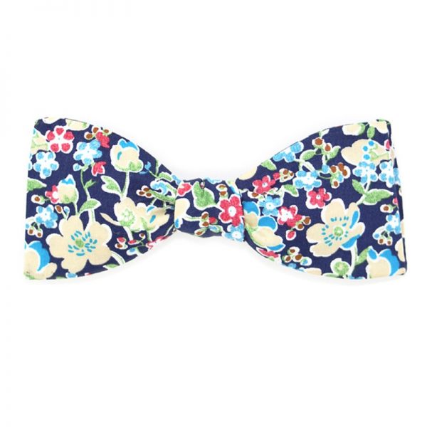  Le Coq en Pap' - Noeud papillon bleu marine fleuri liberty john c