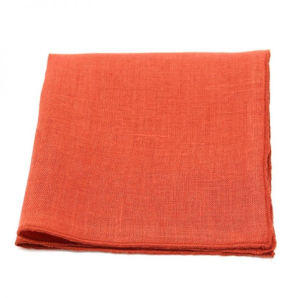  Le Coq en Pap' - Pochette de costume rouge rouille uni en lin