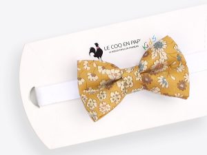  Le Coq en Pap' - Noeud papillon enfant jaune moutarde fleuri Frou-Frou