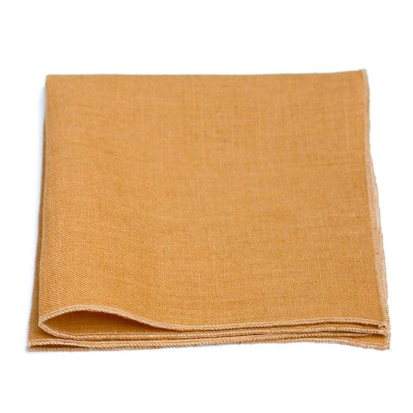  Le Coq en Pap' - Pochette de costume beige caramel uni en lin