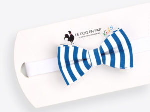  Le Coq en Pap' - Noeud papillon enfant bleu et blanc rayé marin