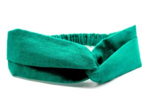  Le Coq en Pap' - Bandeau turban vert sapin uni en lin