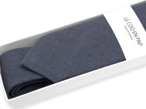  Le Coq en Pap' - Cravate noir carbone unie en lin