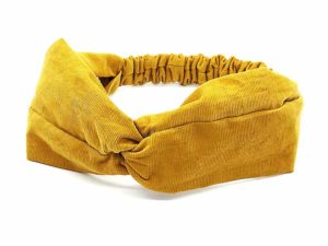  Le Coq en Pap' - Bandeau turban jaune miel uni en velours