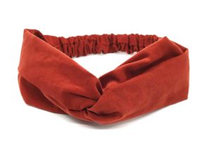  Le Coq en Pap' - Bandeau turban rouge brique uni en velours