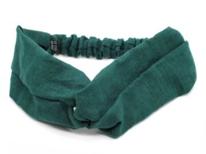  Le Coq en Pap' - Bandeau turban vert anglais uni en lin
