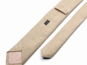  Le Coq en Pap' - Cravate beige sable unie en lin