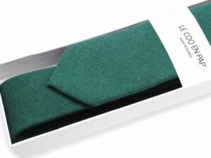  Le Coq en Pap' - Cravate vert anglais unie en lin