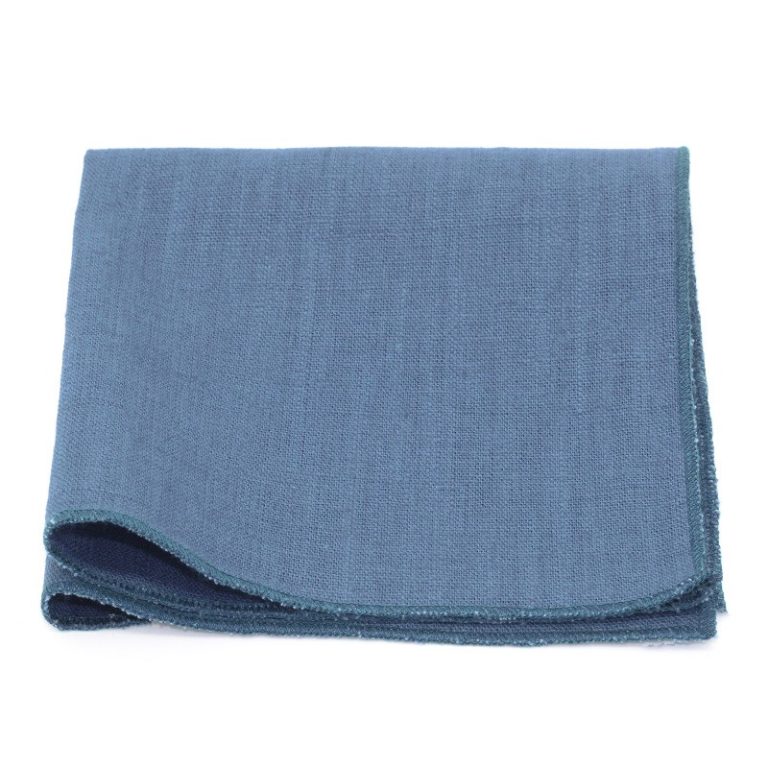 1286 Lin uni Bleu Petrole Pochette Le Coq en Pap