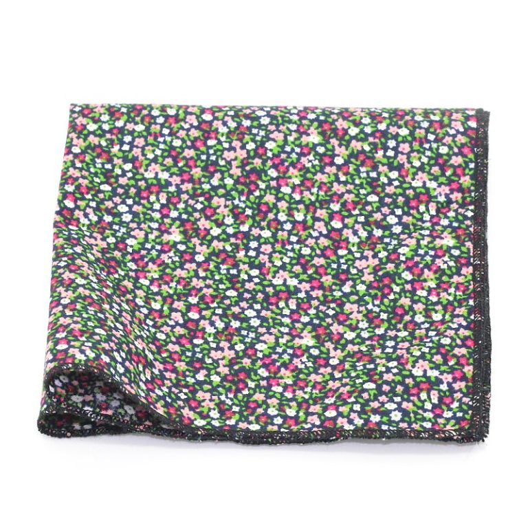 1317 Fleuri Bleu Nuit Rose Fuchsia Vert Pochette Le Coq en Pap