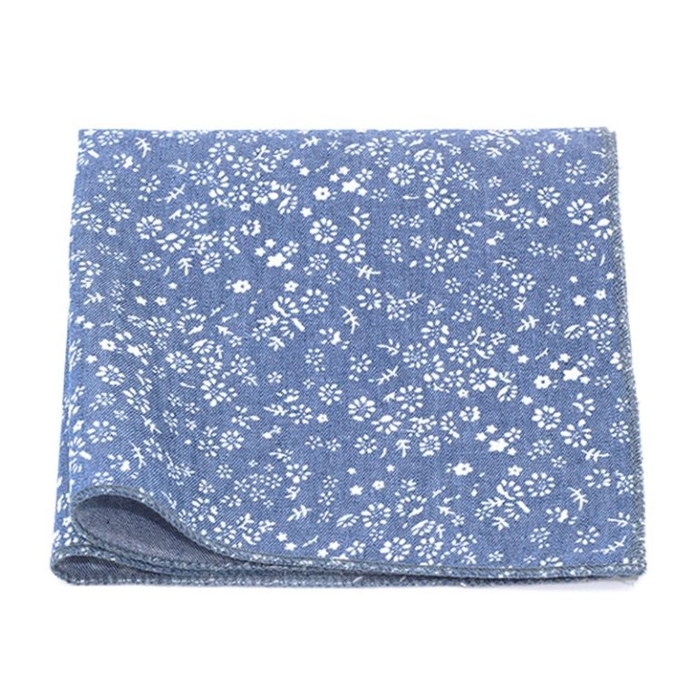 1329 Chambray Fleuri Bleu Turquin Pochette Le Coq en Pap