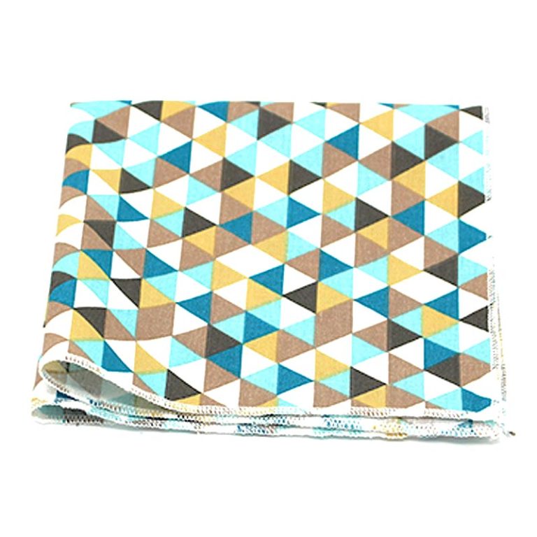 1343 Graphique Trimix Triangles Jaune Moutarde Bleu et Beige Pochette Le Coq en Pap 