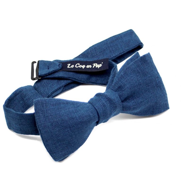 noeud papillon en lin bleu marine homme le coq en pap