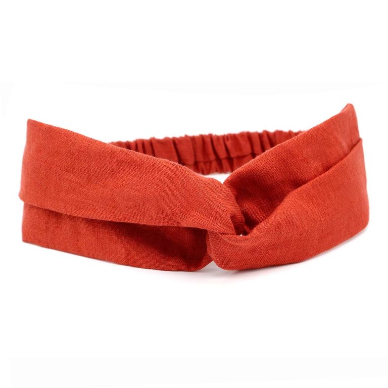 1Bandeau Cheveux rouge rouille lin Le Coq en Pap coiffure headband femme