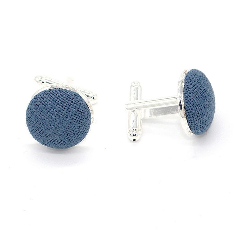 2114 Boutons de manchette Bleu Stone en Lin Le Coq en Pap