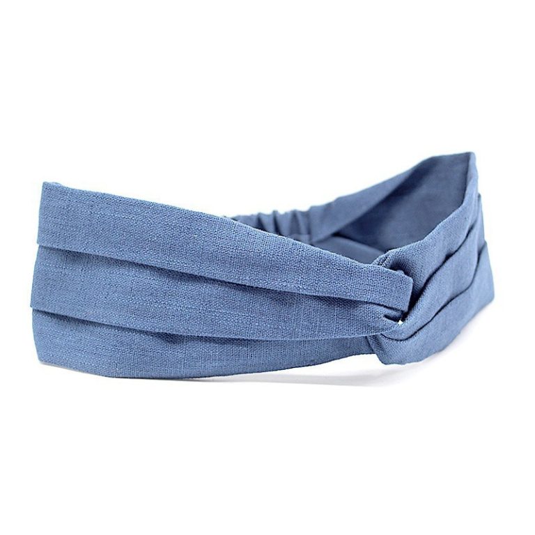 2144 Bandeau Turban Bleu Stone en Lin Le Coq en Pap