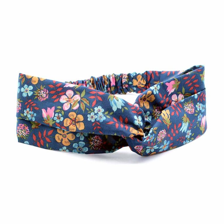 Bandeau Cheveux liberty Edenham Glen River bleu caramel Le Coq en Pap coiffure headband femme