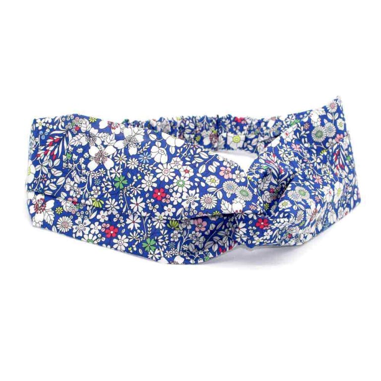 Bandeau Cheveux liberty June meadow a bleu royal Le Coq en Pap coiffure headband femme photo1