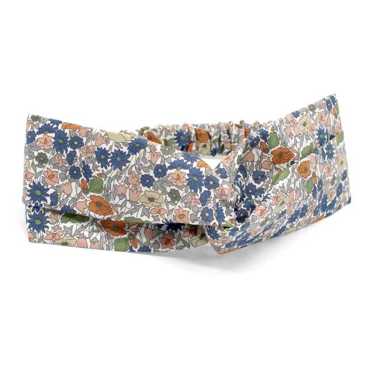 Bandeau Cheveux liberty Poppy forest B orange bleu peche Le Coq en Pap coiffure headband femme