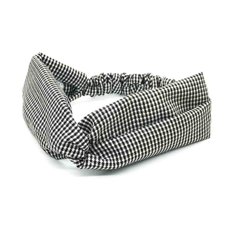 Bandeau Cheveux noir et blanc pied de poule flanelle Le Coq en Pap coiffure headband femme