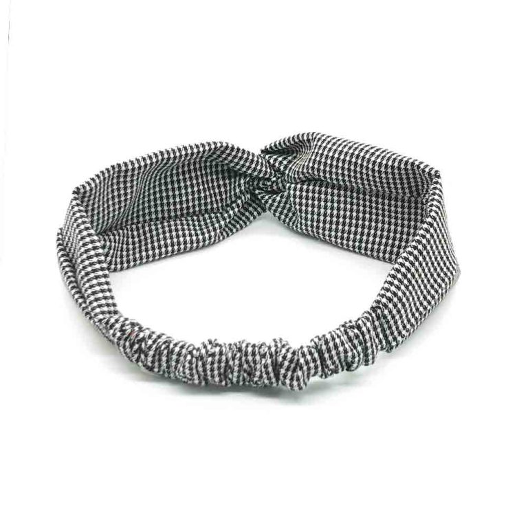 Bandeau Cheveux noir et blanc pied de poule flanelle Le Coq en Pap coiffure headband femme