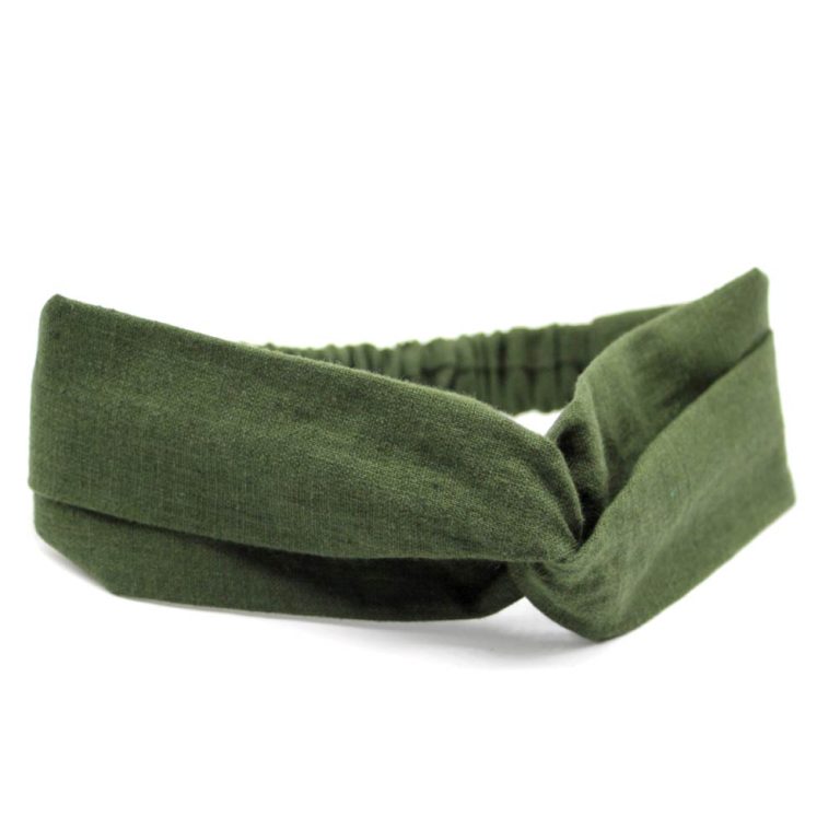 Bandeau Cheveux vert kaki lin Le Coq en Pap coiffure femme