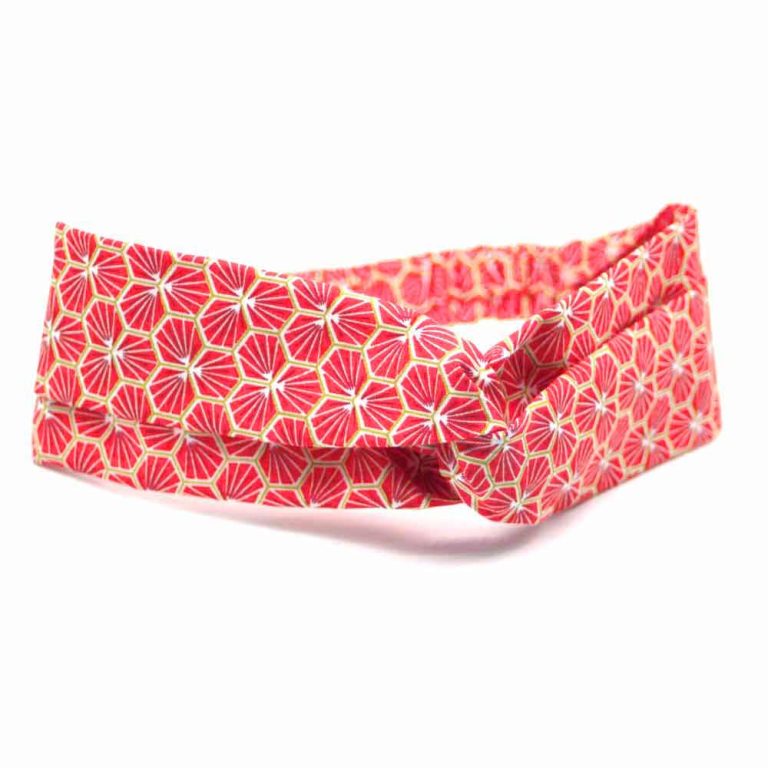 Bandeau headband kikko rouge corail japonais Le Coq en Pap femme made in france