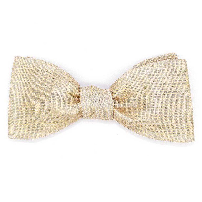 Noeud papillon Champagne en Lin Le Coq en Pap dore or gold bowtie mariage wedding 