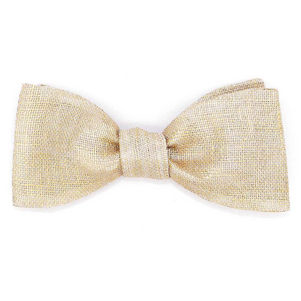 Noeud papillon Champagne en Lin Le Coq en Pap dore or gold bowtie mariage wedding 