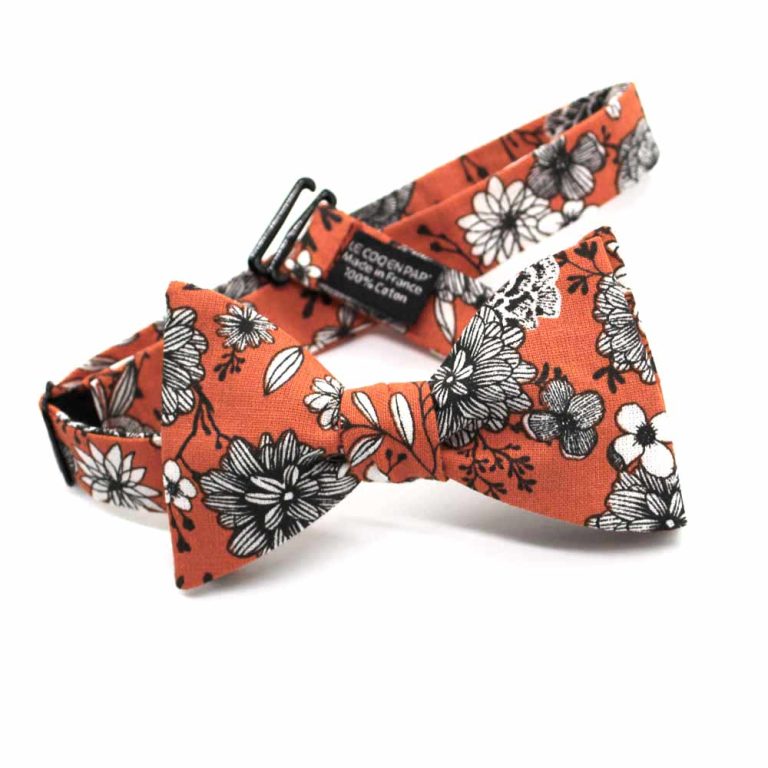 Coffret noeud papillon pochette de costume boutons de manchette fleuri dahlia orange feu homme le coq en pap photo 1