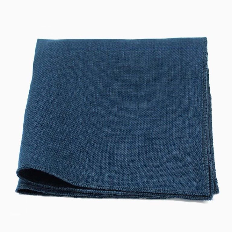 Pochette de Costume Bleu Marine en Lin Le Coq en Pap Homme