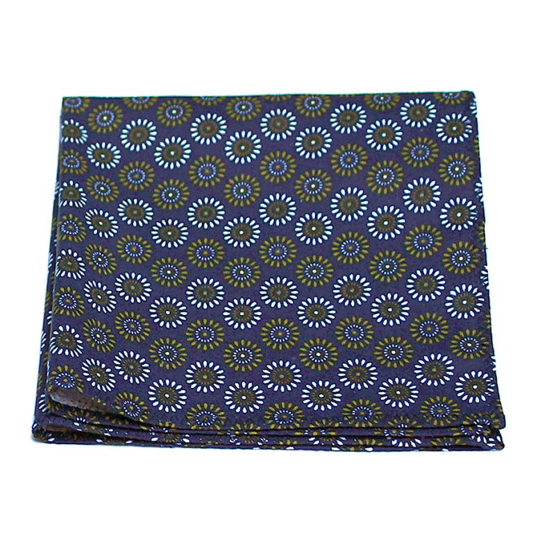 Pochette de costume fleuri bleu marine kaleido Le Coq en Pap