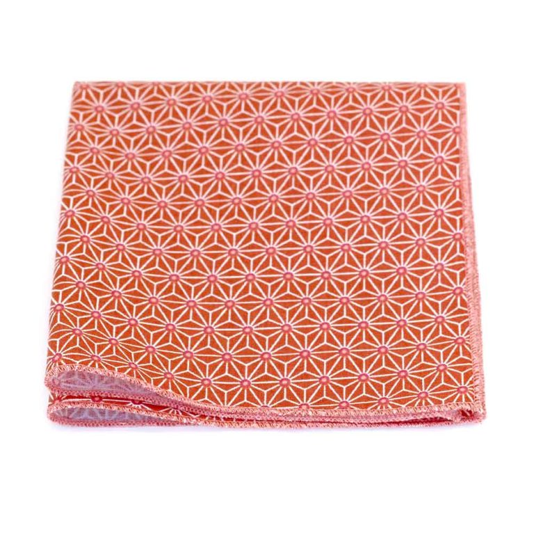 Pochette-de-costume-orange-terracotta-Japonais-saki-Le-Coq-en-Pap