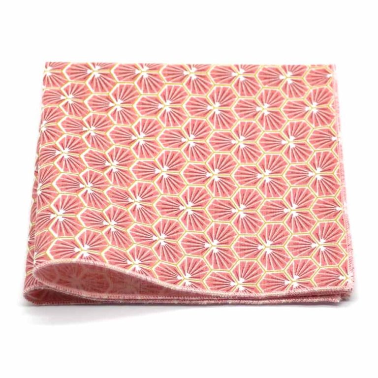 Pochette-de-costume-rose-corail-Japonais-kikko-Le-Coq-en-Pap