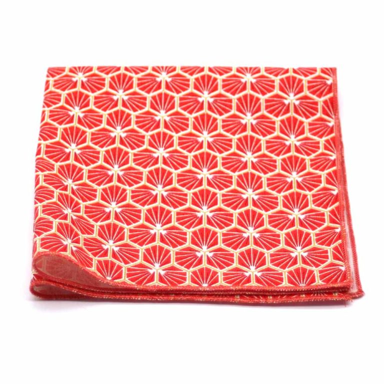 Pochette-de-costume-rouge-corail-Japonais-kikko-Le-Coq-en-Pap