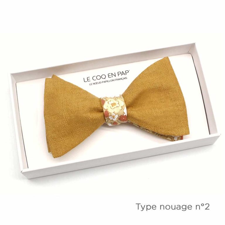 noeud-papillon-fleuri-beige-paille-jaune-pale-et-revers-lin-beige-caramel-fleuri-shabby-chic-photo1