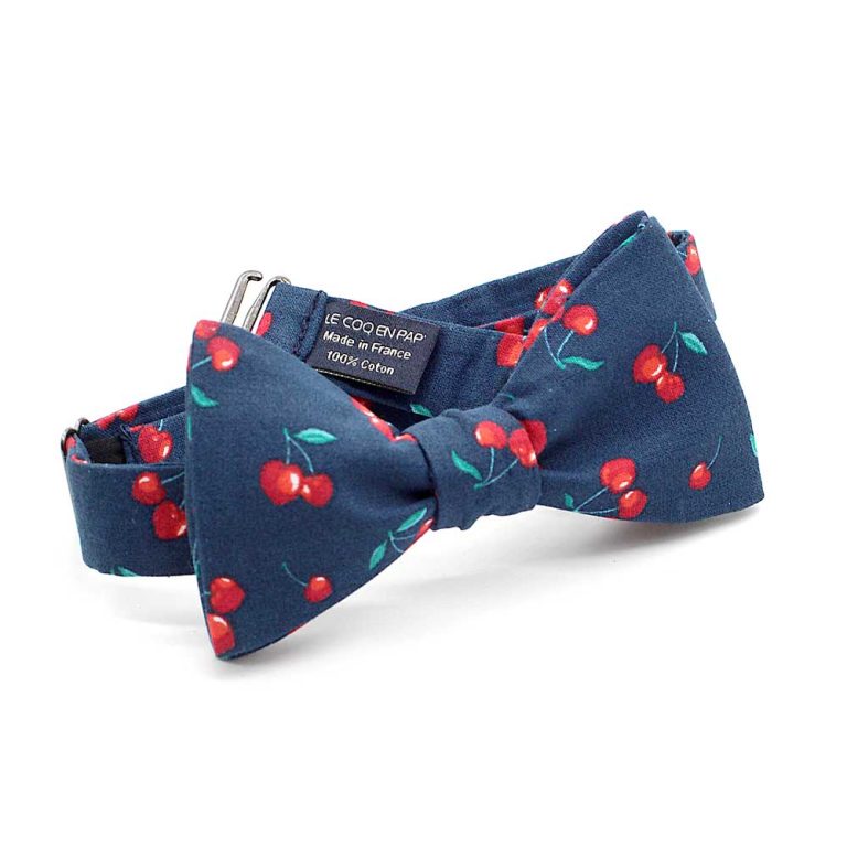 noeud papillon fleuri bleu marine cerises mon cherry homme le coq en pap photo1